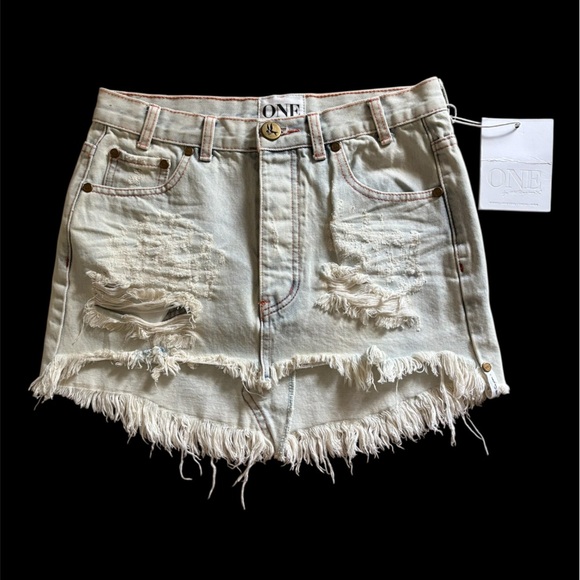 One Teaspoon Stoned Junkyard Mini Jean Skirt NWT - Picture 1 of 6